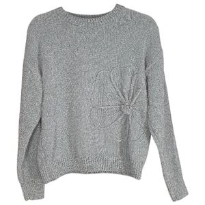 Cynthia Rowley Pale Green Chenille Sweater With Flower Design